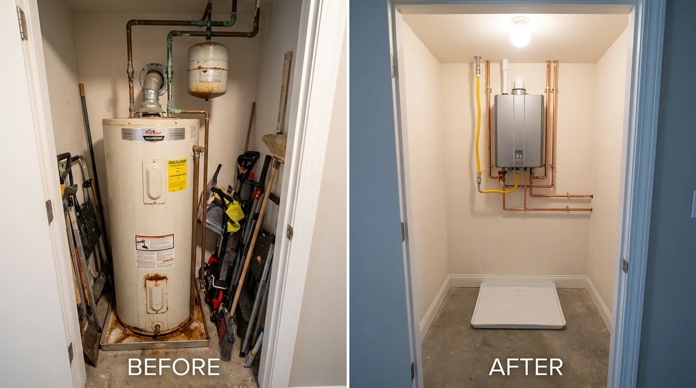 Tank water heater versus wall-mounted tankless unit comparison for Flippin, AR homeowners