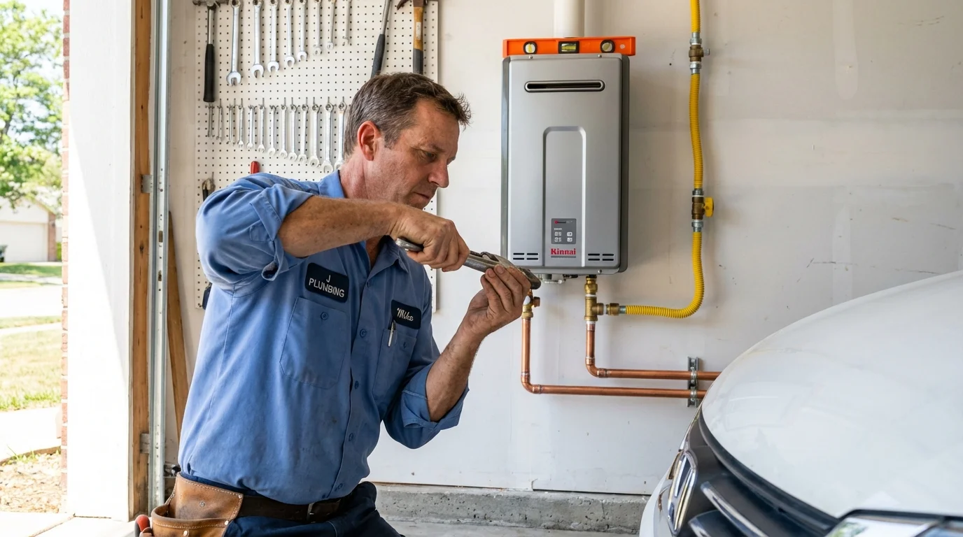 Tankless water heater installation by a Johns Plumbing LLC plumber in Flippin